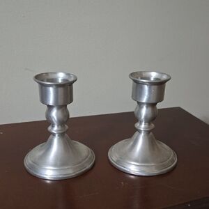 Web Weighted Pewter Candle Holders Pair